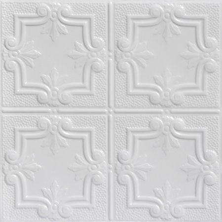 FROM PLAIN TO BEAUTIFUL IN HOURS Antoinette 2 ft. x 2 ft.  Faux Tin Lay-in Ceiling Tile in White (48 sq. ft./case), 12PK SKPC321-wh-24x24-D-12